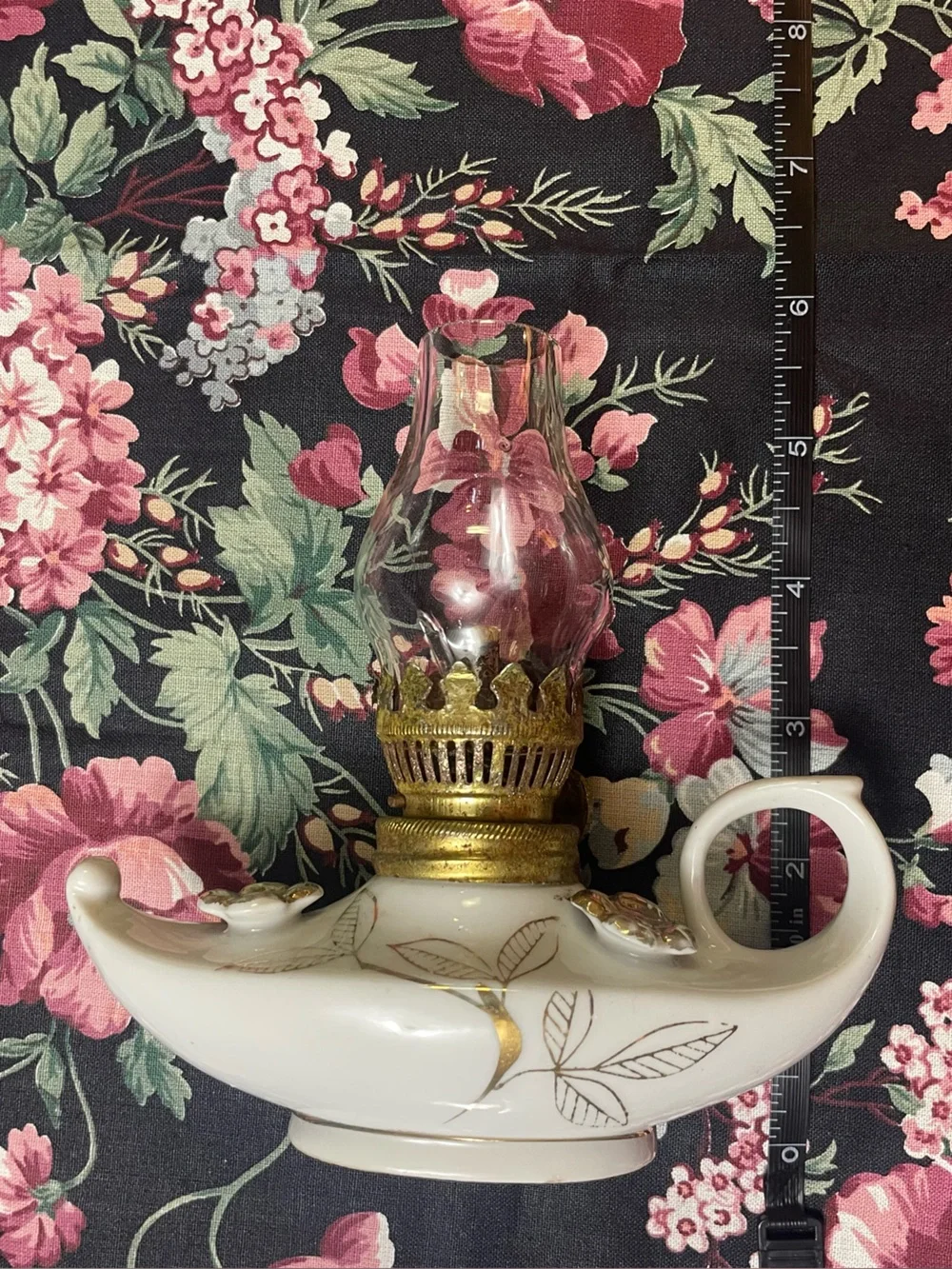 Vintage Mini Aladdin Style White and Gold Decorative Oil Lamp Pair